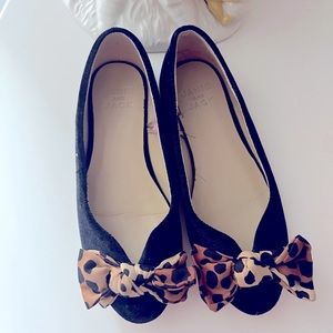 Janie and Jack toddler girl leopard bow shoes